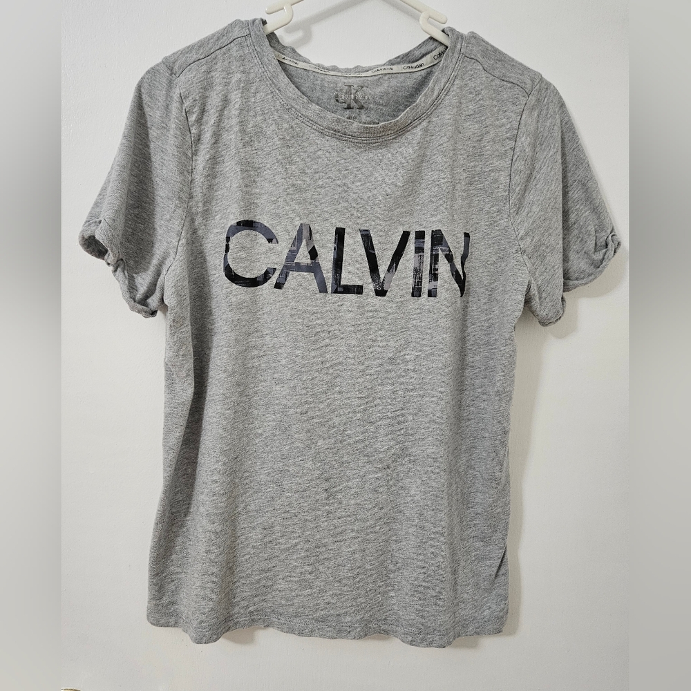 Calvin Klein Grey Graphic Logo T-Shirt - Size M